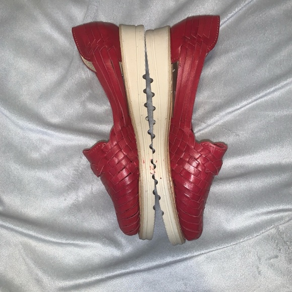 Macarena huaraches Red Woven Flats fisherman  size 9 comfort made in Mexico NEW - Picture 2 of 7
